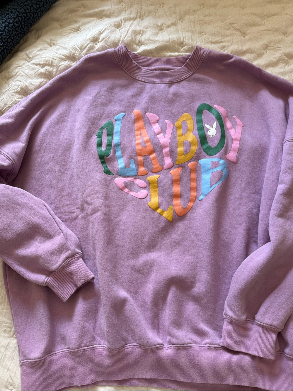Playboy by PacSun L Purple Oversized Playboy Club Heart Sweatshirt